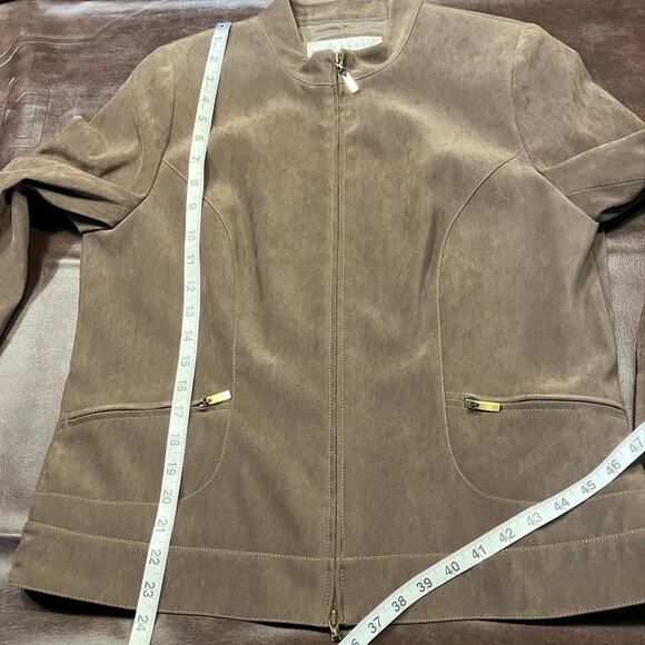 Vintage 80's Doncaster Pant Suit Set womens 14 Soft Faux Suede Classic Brown - Picture 14 of 16